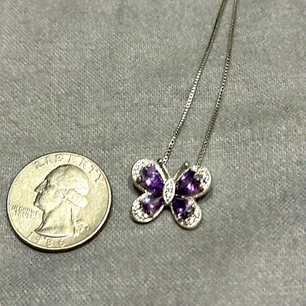 💎  Silver and Purple Butterfly Pendant